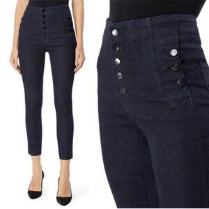 J Brand Natasha Sky High Crop Skinny Jeans Stretch Denim Dark Blue Wash Realm 32